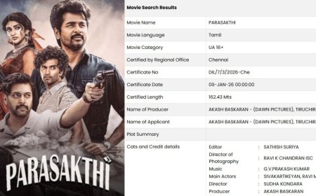 கிடைத்தது சென்சார் சர்டிபிகேட்:சிவகார்த்திகேயன் பராசக்தி நாளை ரிலீஸ்