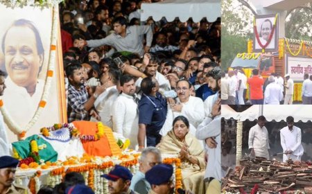 அஜித் பவார் உடல் தகனம்: அரசியல் கட்சி தலைவர்கள், பொதுமக்கள் நேரில் அஞ்சலி