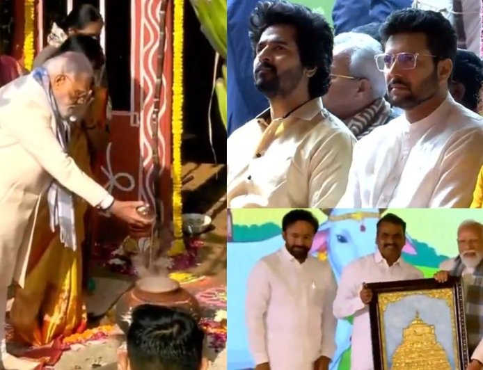 பிரதமர் மோடி பொங்கல் விழா: பராசக்தி படக்குழு பங்கேற்பு 