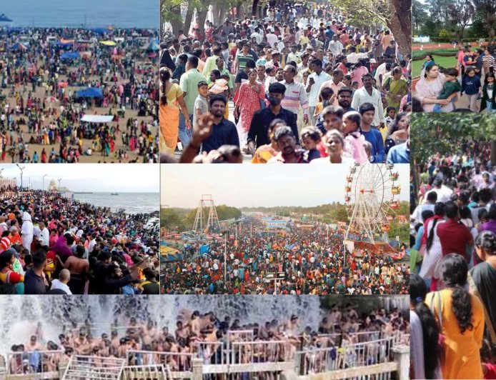 காணும் பொங்கல் கொண்டாட்டம்: சுற்றுலா தளங்களில் குடும்பத்துடன் குவிந்த மக்கள் 