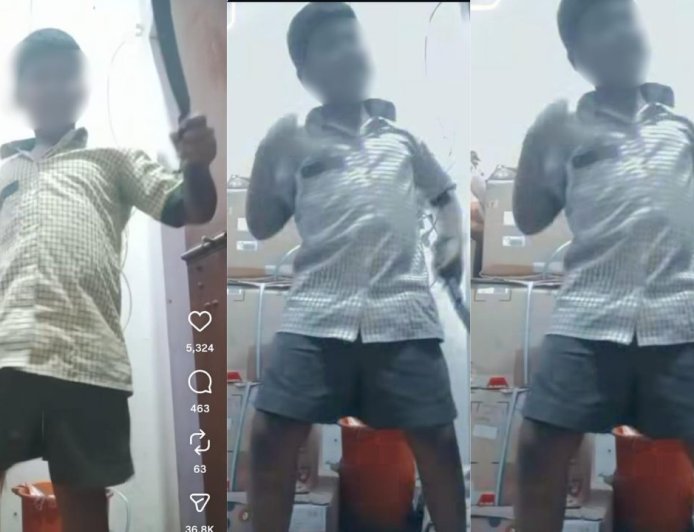 பள்ளி சீருடையிலேயே அரிவாளோடு மாணவன் "இன்ஸ்டா ரீல்ஸ்"  போலீஸ் தீவிர விசாரணை