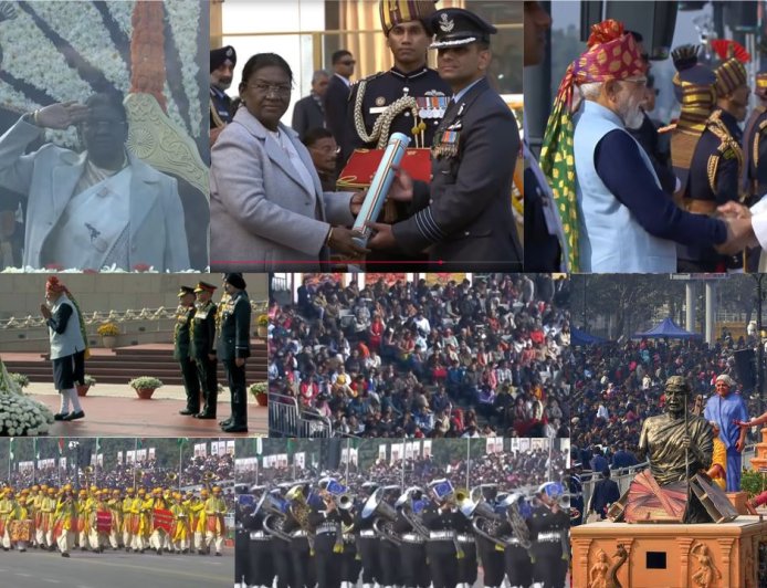 குடியரசு தின விழா கொண்டாட்டம்:  செங்கோட்டையில் ஜனாதிபதி திரெளபதி முர்மு தேசியக் கொடியை ஏற்றி வைத்தார்