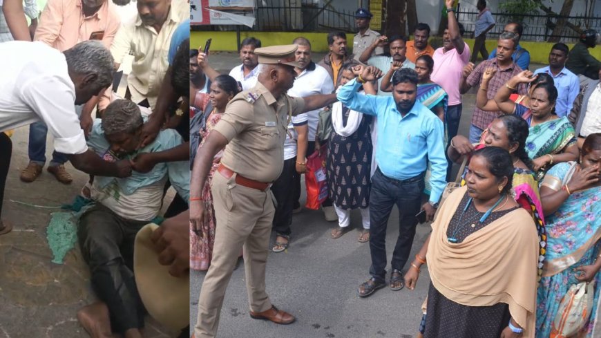 போராட்டத்தில் ஈடுபட்டு கைது செய்யப்பட்ட ஆசிரியர் விஷம் குடித்து தற்கொலை முயற்சி: மருத்துவமனையில் அனுமதி