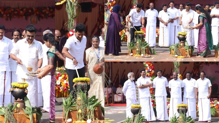 தலைமை செயலகத்தில் பொங்கல் விழா: வேட்டி, சட்டை உடன் முதல்வர் ஸ்டாலின் பங்கேற்பு 