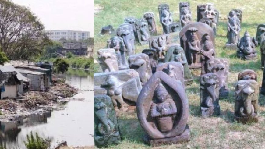 கூவம் ஆற்றில் 50-க்கும் மேற்பட்ட சாமி சிலைகள் கண்டெடுப்பு:பொதுமக்கள் அதிர்ச்சி, அதிகாரிகள் விசாரணை 