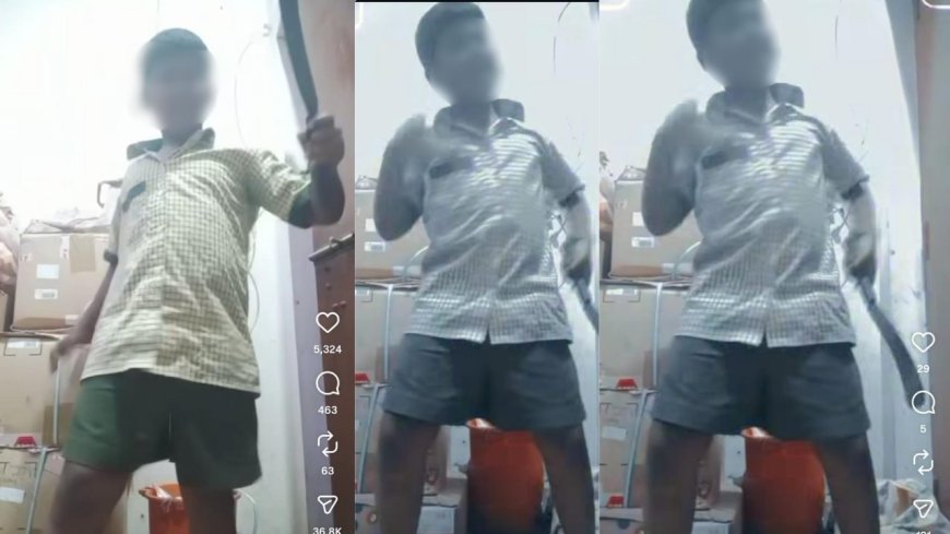 பள்ளி சீருடையிலேயே அரிவாளோடு மாணவன் "இன்ஸ்டா ரீல்ஸ்"  போலீஸ் தீவிர விசாரணை