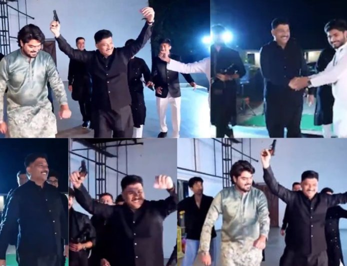 திருமண விழாவில் துப்பாக்கியுடன் நடனமாடிய எம்எல்ஏ உதவியாளர்: போலீசார் தீவிர விசாரணை