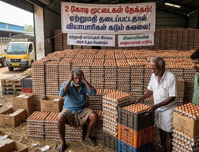 இஸ்ரேல்-ஈரான் போர் எதிரொலி,  நாமக்கலில் 2 கோடி முட்டைகள் தேக்கம் : வியாபாரிகள் குமுறல் 