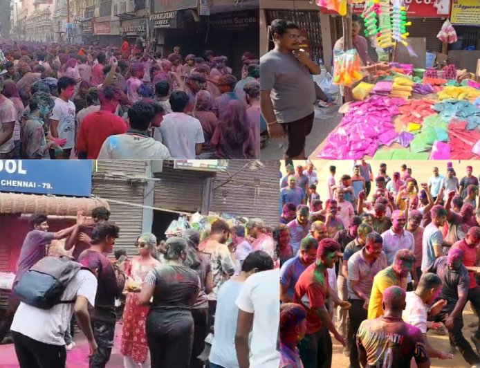 நாடு முழுவதும் ஹோலி கொண்டாட்டம் படுஜோர்: அரக்கோணம் NDRF வீரர்கள் வண்ண பொடி பூசி உற்சாகம் 