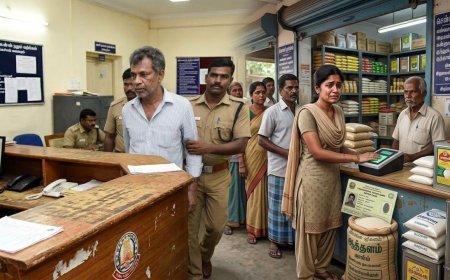 ரேஷன் கடையில் இளம் பெண்ணிடம் சில்மிஷம்:  கடை ஊழியர் கைது