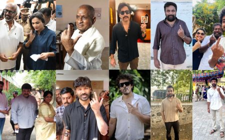 திரை நட்சத்திரங்களால் களைகாட்டிய வாக்குசாவடி மையங்கள் :  காலையிலேயே வாக்களித்த அஜித், ரஜினி, சிவகார்த்திகேயன்!