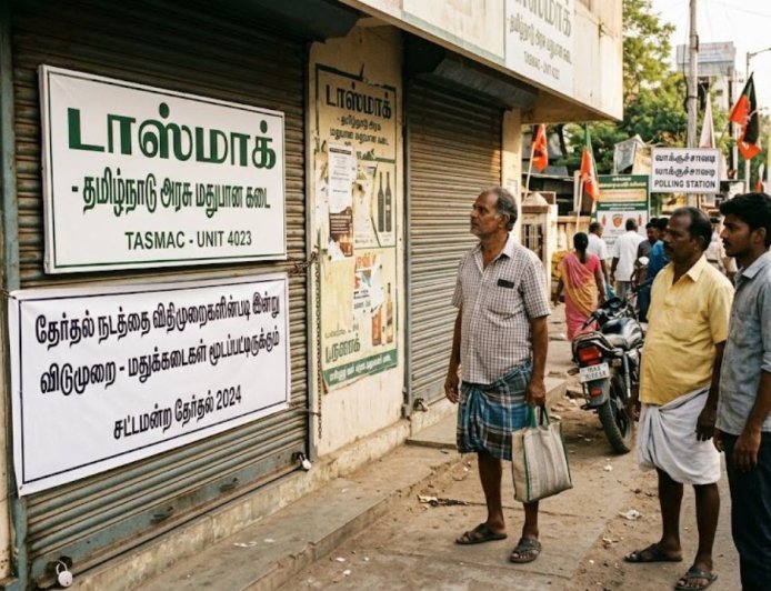 “மதுப்பிரியர்களுக்கு கொஞ்சம் சூதானமா இருந்துக்கங்கப்பா” டாஸ்மாக் கடை 4 நாள் லீவு