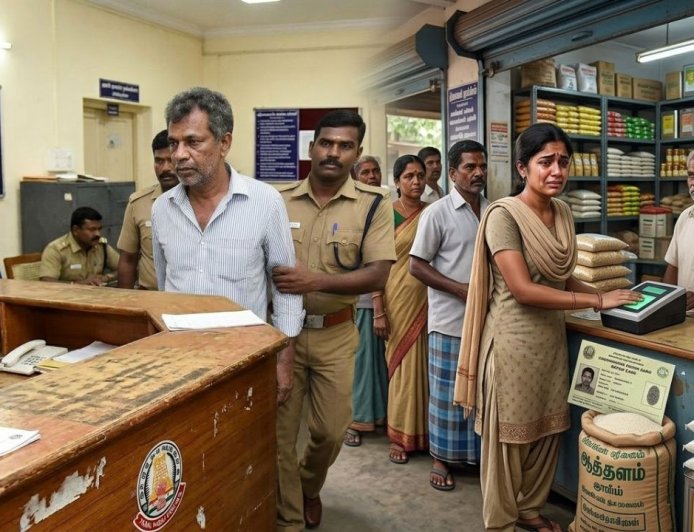 ரேஷன் கடையில் இளம் பெண்ணிடம் சில்மிஷம்:  கடை ஊழியர் கைது