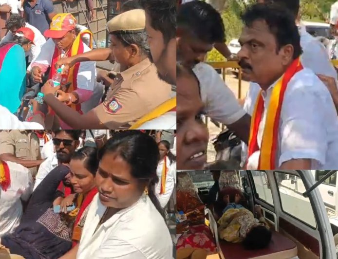 திருப்பூர் விஜய் பிரச்சாரம் கூட்டம் : வெயில் தாங்க முடியாமல் வேட்பாளர் உள்பட 10 மயக்கம்