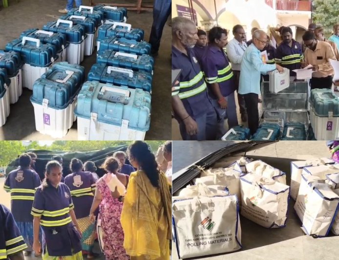 நாளை வாக்குப்பதிவு ஏற்பாடுகள் தீவிரம் : தமிழகம் முழுவதும் பாதுகாப்பு பணியில் 1.47 லட்சம் போலீசார்