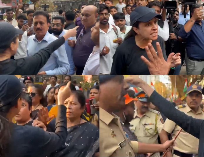 பாஜக அமைச்சரை  நடுரோட்டில் அக்ரோஷமாக கேள்வி கேட்டு  அலற விட்ட வீரமங்கை 