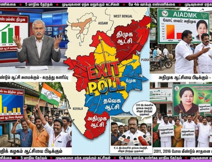 யார் ஆட்சிக்கு வருவார்கள்? குழுப்பும் தேர்தல் "EXIT POLL" : ரிசல்ட்டை ஏற்க மறுக்கும் கட்சிகள்  