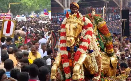 மதுரை சித்திரை திருவிழா: லட்சக்கணக்கான பக்தர்கள் புடைசூழு  கள்ளழகர் வைகை ஆற்றில் இறங்கினார்