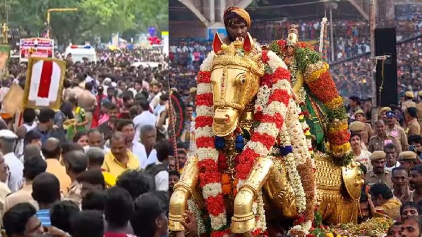 மதுரை சித்திரை திருவிழா: லட்சக்கணக்கான பக்தர்கள் புடைசூழு  கள்ளழகர் வைகை ஆற்றில் இறங்கினார்
