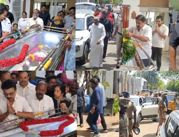 பாரதிராஜா உடலுக்கு அரசு மரியாதை: முதல்வர் விஜய், ஸ்டாலின் நேரில் அஞ்சலி 