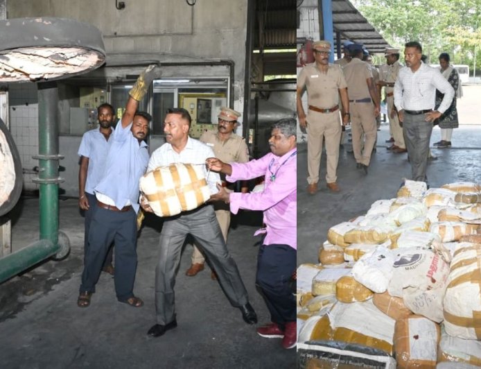 பறிமுதல் செய்யப்பட்ட 2,499 கிலோ கஞ்சா அழிப்பு: சென்னை காவல்துறை நடவடிக்கை  