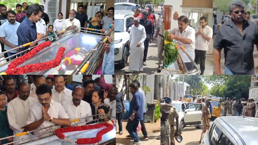 பாரதிராஜா உடலுக்கு அரசு மரியாதை: முதல்வர் விஜய், ஸ்டாலின் நேரில் அஞ்சலி 