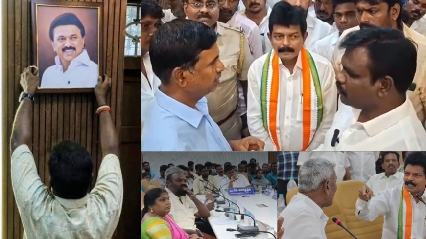 திருவெற்றியூர் மண்டல அலுவலகம் ஸ்டாலின் புகைப்படம் அகற்றம்: காங்கிரசு கவுன்சிலருக்கு திமுக கொலை மிரட்டல் 