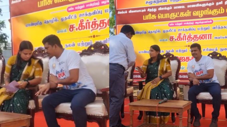 விருதுநகர் அரசு விழாவில் பரபரப்பு. பேனர் விவகாரத்தில் அமைச்சர் ஜெகதீஸ்வரி ஆவேசம்!