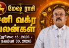 மேஷ ராசிக்கான சனி வக்ர பலன்கள்! - யதார்த்த ஜோதிடர் ஷெல்வீ