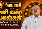 ரிஷப ராசிக்கான சனி வக்ர பலன்கள்! - யதார்த்த ஜோதிடர் ஷெல்வீ