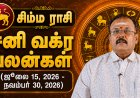 சிம்ம ராசிக்கான சனி வக்ர பலன்கள்! - யதார்த்த ஜோதிடர் ஷெல்வீ