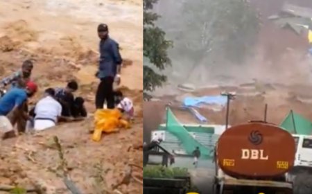 வயநாடு மண் சரிவு... இடிபாடுகளில் சிக்கிய 20 தொழிலாளர்கள்; மீட்புப் பணி தீவிரம்