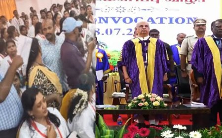 பரபரப்பான பட்டமளிப்பு விழா .....மாணவர்களுக்கு அடிப்பணிந்த ஆளுநர்...!