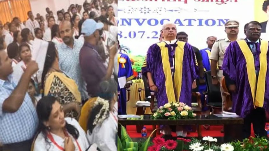 பரபரப்பான பட்டமளிப்பு விழா .....மாணவர்களுக்கு அடிப்பணிந்த ஆளுநர்...!