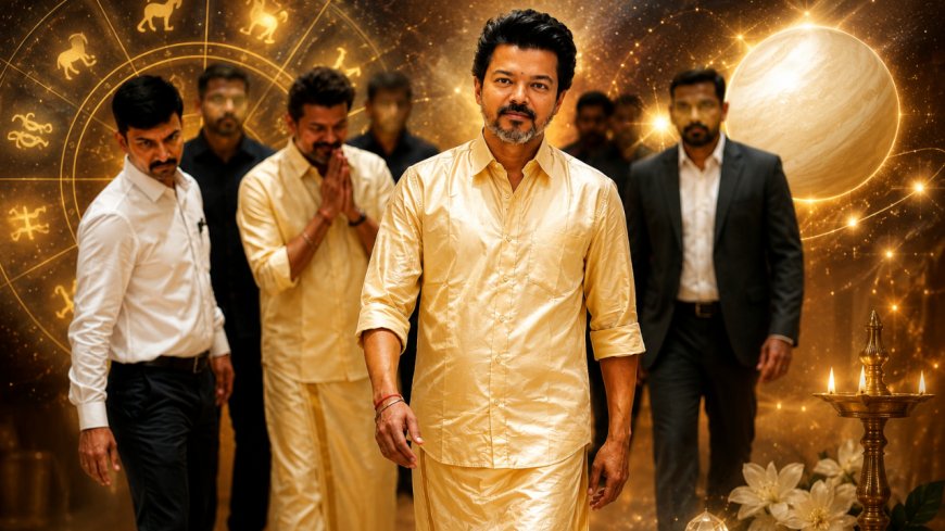 விஜயின் வெள்ளிக்கிழமை சம்பிரதாயம்… பளிச் பட்டு வேட்டி சட்டை சென்டிமென்ட் !