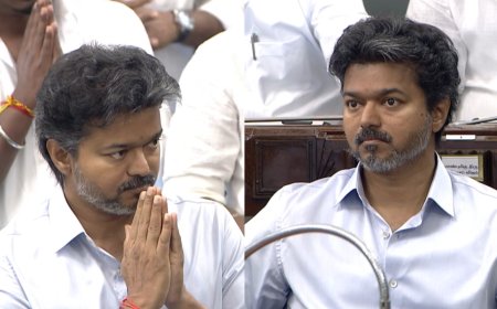 பட்ஜெட்டுக்கு புது லுக்கில் வந்த விஜய்.. சில்வர் புளூ சட்டையின் ரகசியம் என்ன?