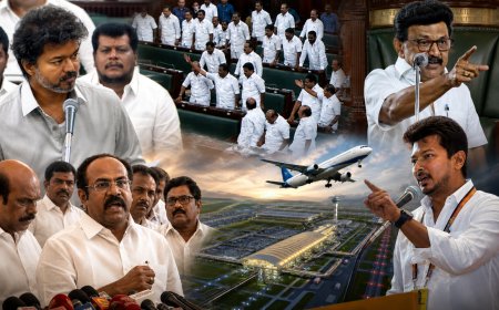 விஜய்யின் பரந்தூர்  ரத்து அறிக்கை... கண்டன குரல்களை எழுப்பி வரும் திமுக!