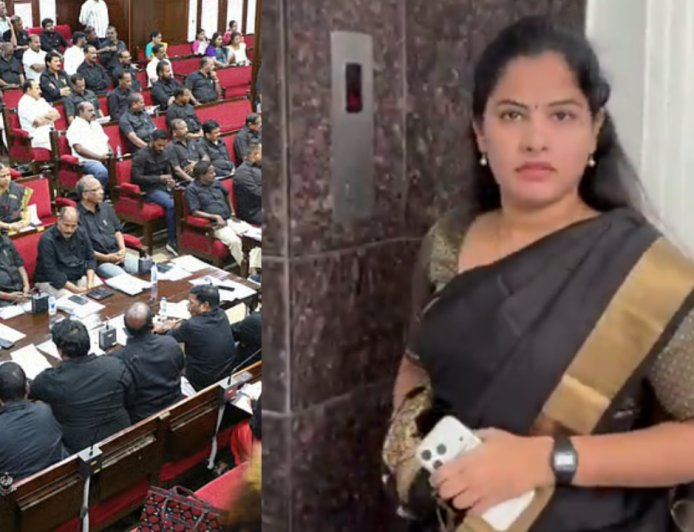 சென்னை மாநகராட்சி மாமன்றக் கூட்டம் ...கறுப்பு உடையில் வந்த மேயர் பிரியா..!