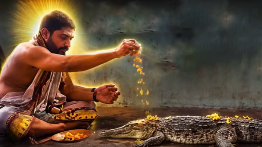 முதலை அருகே அமர்ந்து பூஜை செய்த பூசாரி.. மழைக்காக நடந்த வினோத வழிபாடு!