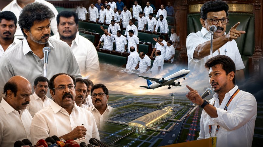 விஜய்யின் பரந்தூர்  ரத்து அறிக்கை... கண்டன குரல்களை எழுப்பி வரும் திமுக!