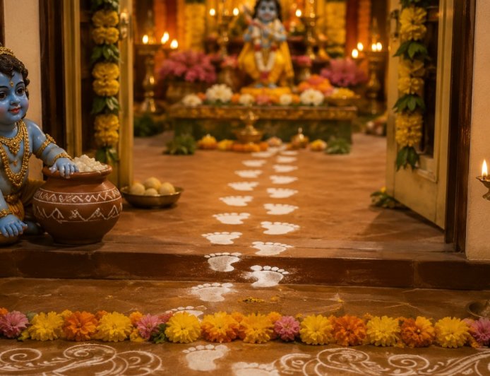 கிருஷ்ணர் பாதம்... ஸ்டிக்கர் ஒட்டாதீங்க!