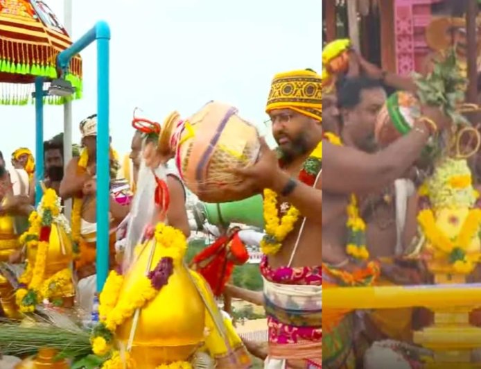 மதுரை குலுங்க குலுங்க..மீனாட்சி அம்மன் கோவில் திருக்குட நன்னீராட்டு விழா!