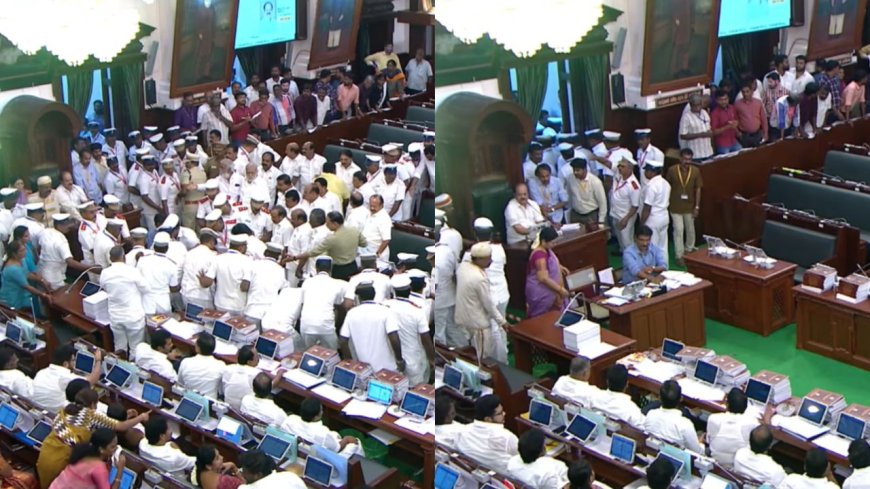 TN Assembly: நீக்க மறுத்த சபாநாயகர்.. தூக்கிச் சென்ற காவலர்கள்!