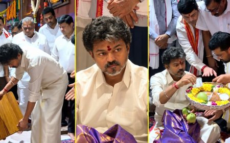 குங்குமம் வைக்கத் தடுமாறிய அர்ச்சகர்... மாலையைத் தவிர்த்த விஜய்! கனகதுர்கா கோயிலில் நடந்தது என்ன?