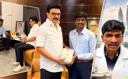 "ஆண்டிப்பட்டி to  உலகப் பல்கலைக்கழகத்தில் ஆராய்ச்சி ! " மாணவன் பாரதிதாசனை வாழ்த்திய ஸ்டாலின் !