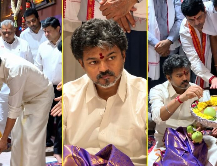 குங்குமம் வைக்கத் தடுமாறிய அர்ச்சகர்... மாலையைத் தவிர்த்த விஜய்! கனகதுர்கா கோயிலில் நடந்தது என்ன?