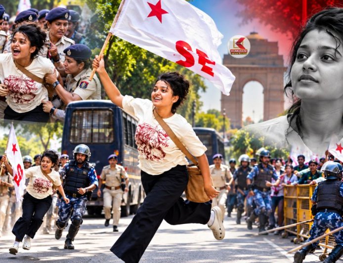 கையில் SFI கொடி.. பின்னால் போலீஸ்! வைரலாகும் SFI பெண் ? அதிரும் பின்னணி !