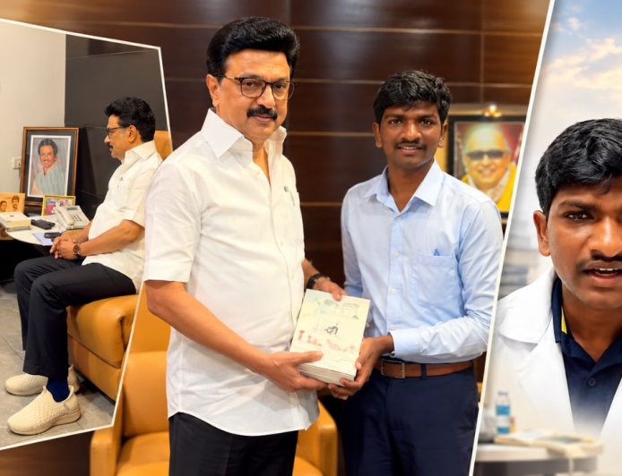 "ஆண்டிப்பட்டி to  உலகப் பல்கலைக்கழகத்தில் ஆராய்ச்சி ! " மாணவன் பாரதிதாசனை வாழ்த்திய ஸ்டாலின் !