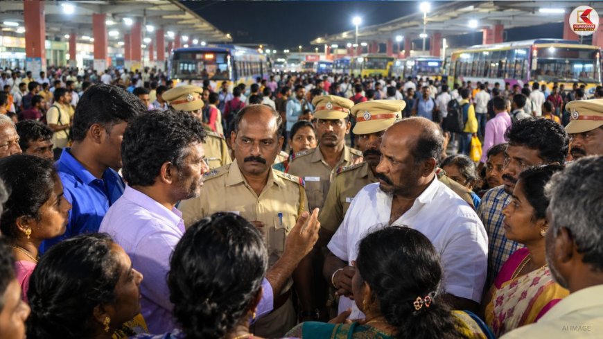 பண்டிகை கால ஏற்பாடு! தற்காலிக பேருந்து நிலையத்துக்கு எதிர்ப்பு ! அமைச்சருடன் மக்கள் வாக்குவாதம் !
